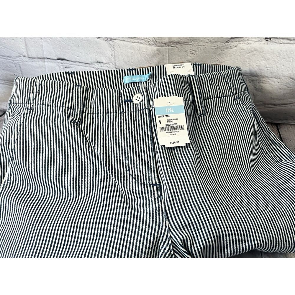 J.McLaughlin Women's Ellen Striped Blue‎ White Striped Pants Size 4 NWT